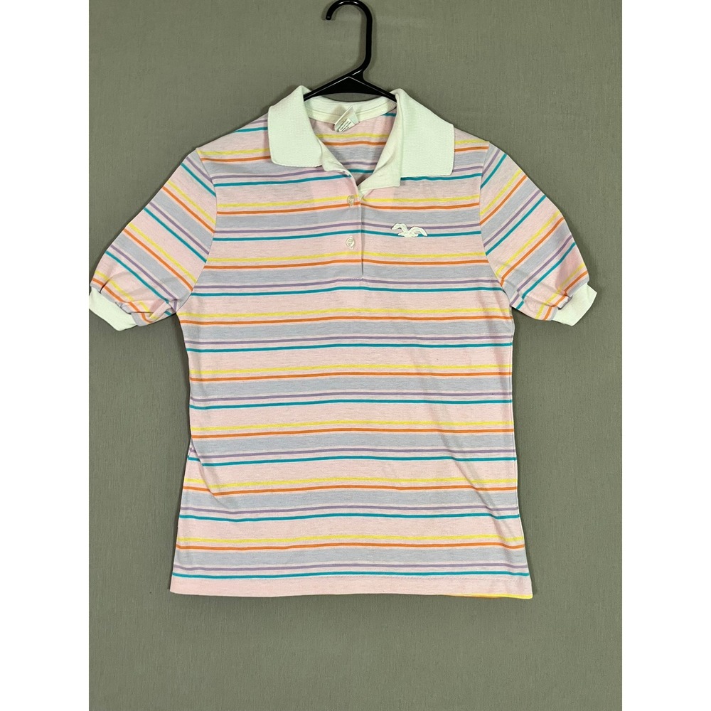 Vintage Wrangler Polo – Youth Large (YL) – 90s – Made in USA – Rainbow Stripe